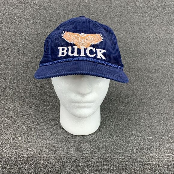 Buick Other - VTG Buick Navy Blue Corduroy Rope Hat Cap Adjustable Embroidered Eagle